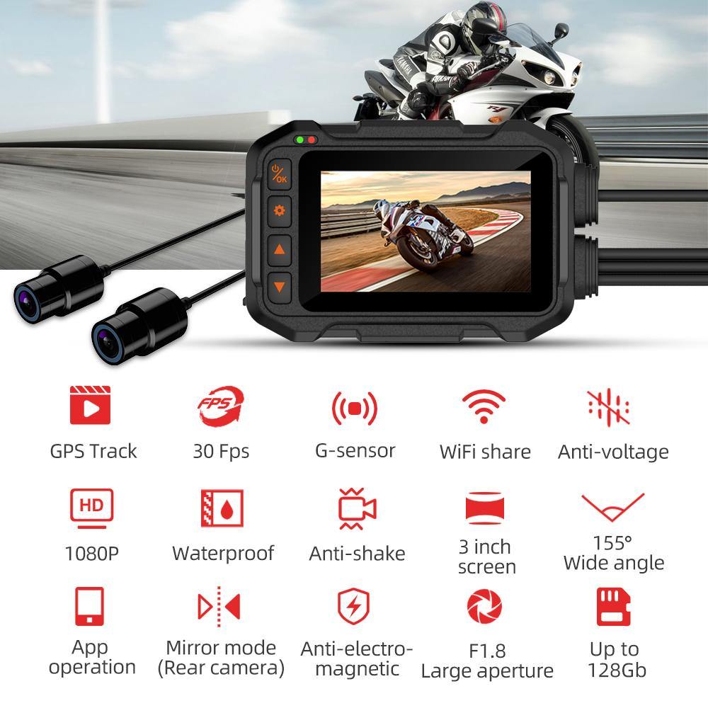 Motowolf M8 motorcycle dash camera Dual 1080P Camera Driving