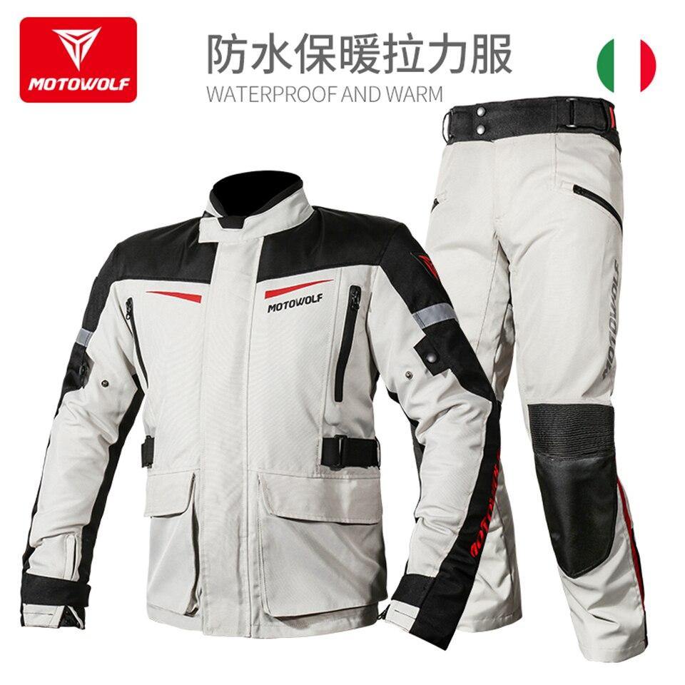 MOTOWOLF Universal Motorcycle Riding Clothes Autumn winter suits Riding anti-fall water warm men's rally suit -  Motowolf