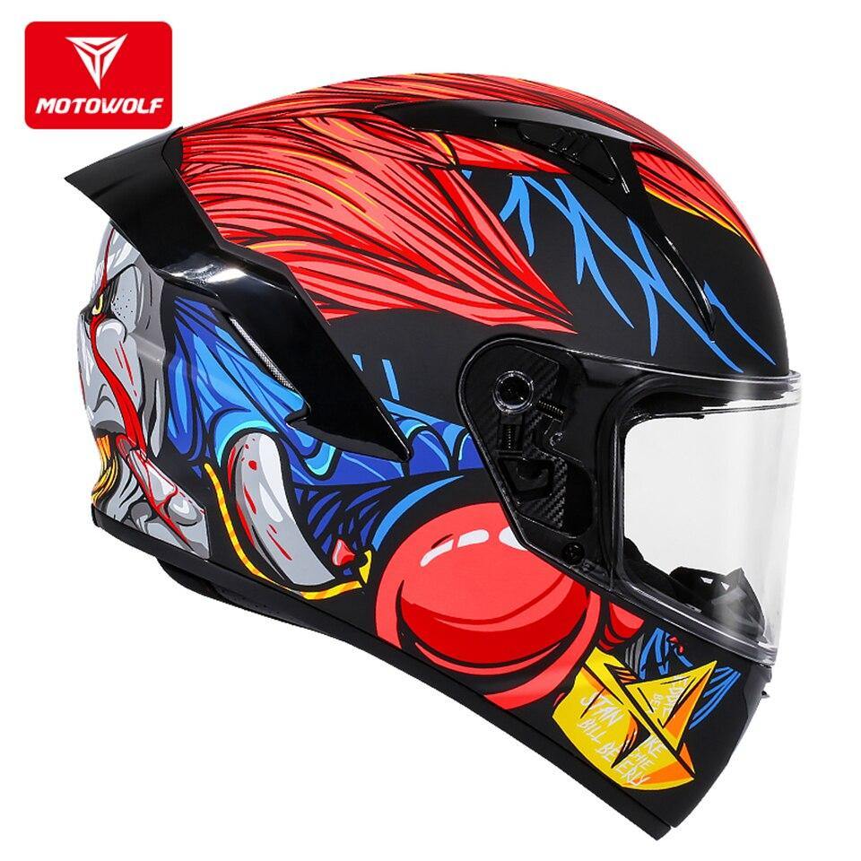 MOTOWOLF Universal Motorcycle dual-lens helmet Anti-fall wind-proof full helmet Autumn and winter protection equipment -  Motowolf