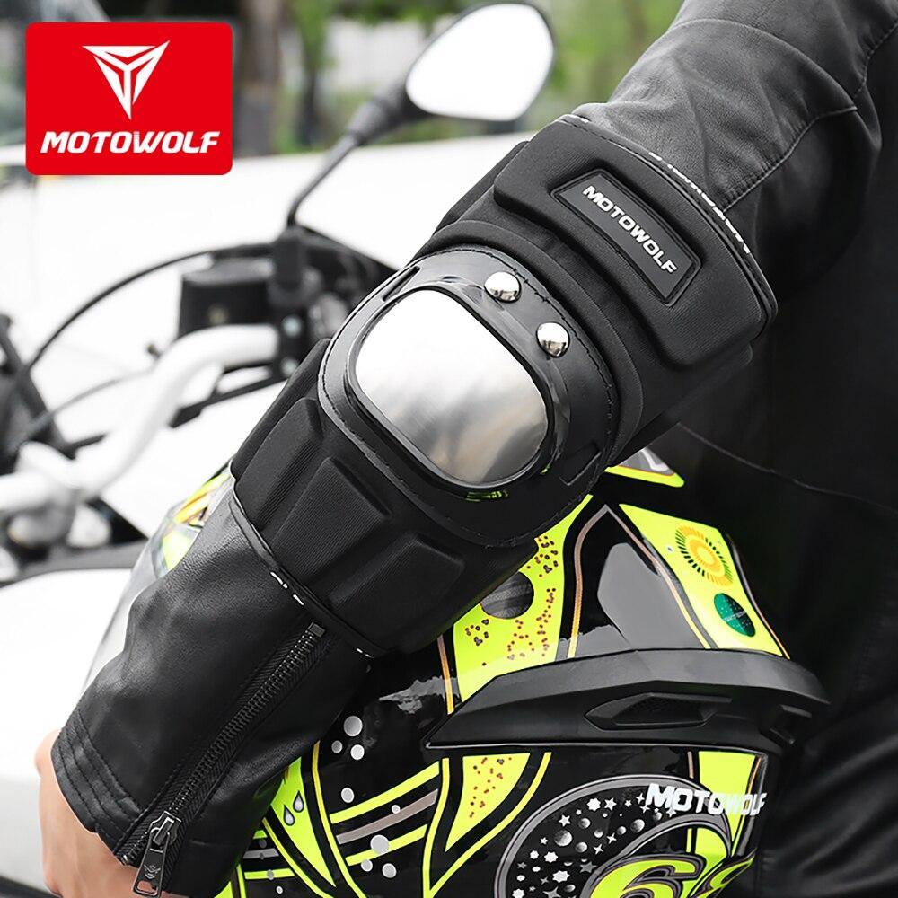 Motowolf Motorcycle Anti-fall Stainless Steel Kneepads Outdoor Riding Short Thickened Knee Elbow Pads Protectors Gears