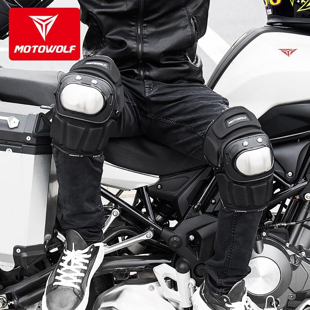 Motowolf Motorcycle Anti fall Stainless Steel Kneepads Outdoor Riding Short Thickened Knee Elbow Pads Protectors Gears Motowolf